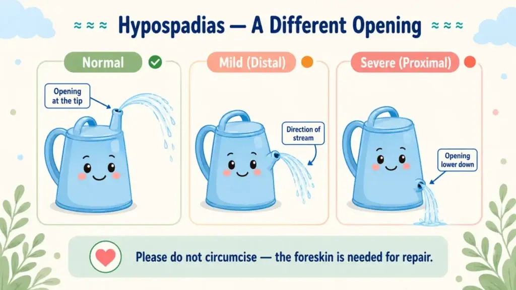 Hypospadias (हाइपोस्पेडियास) in newborn boys: timing of surgery and why not to circumcise, explained for parents