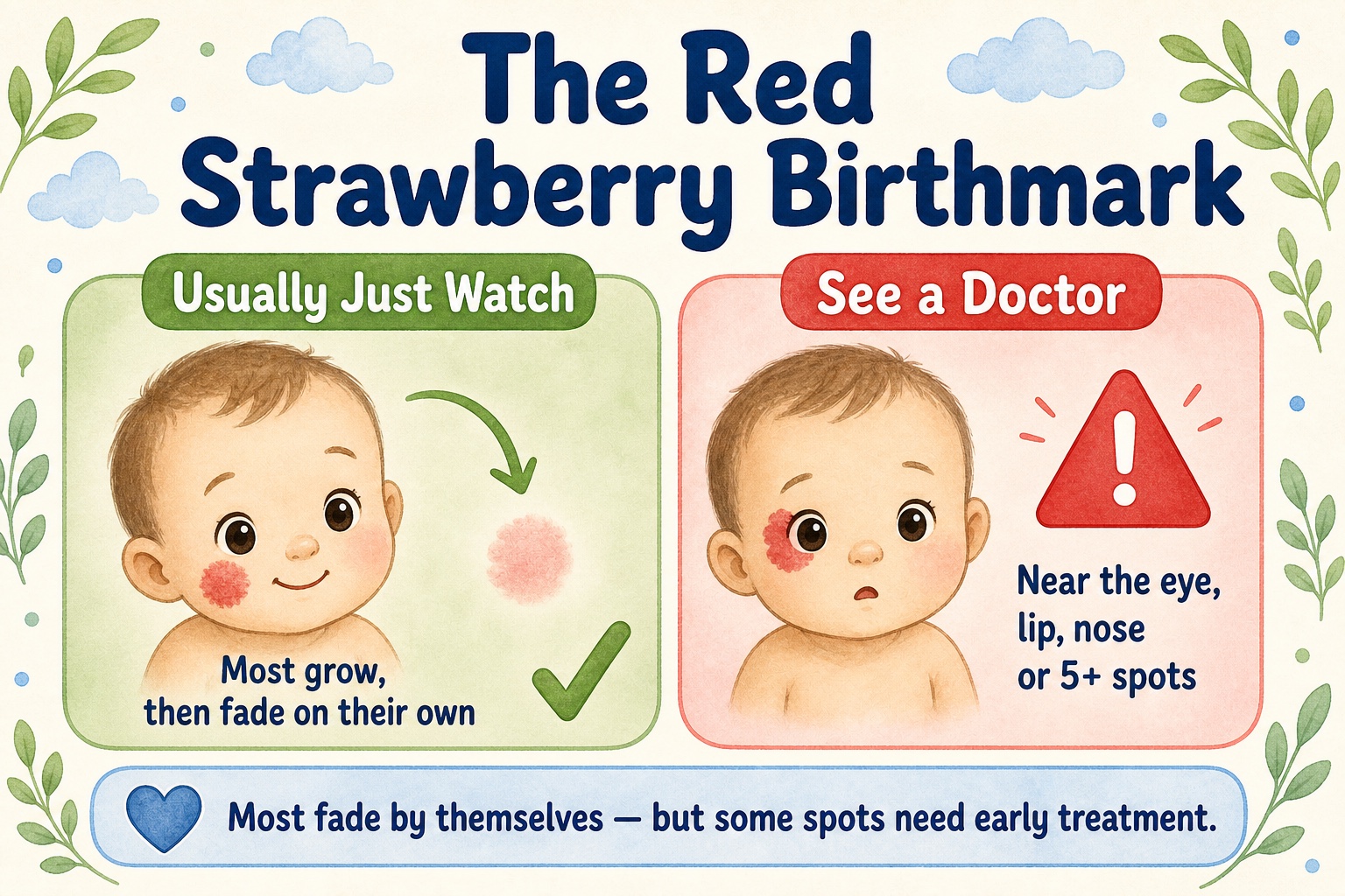 Infographic: infantile strawberry haemangioma birthmark, when to watch and when to see a doctor
