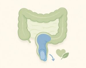 Illustration of a child's lower bowel showing rectal prolapse